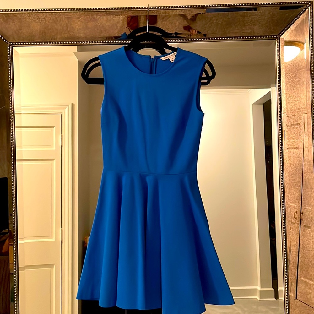 DVF Diane Von Furstenberg JEANNIE Fit Flare Pleated Dress Electric Blue